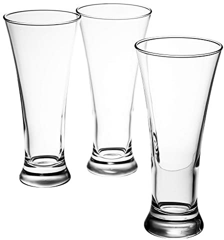 3 PCS 320ml Beer Pint Drinking Glasses Set, Modern Look Craft Ale Lager Mugs Cups Set, Extra Resistant Glass and Dishwasher Safe (3)