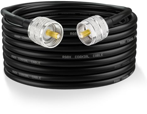 Superbat PL259 UHF CB 7,6 m RG8X koaxialkabel UHF-hane till låg förlust för HAM- och CB-radio, antennanalysator, fiktiv belastning, SWR-mätare (1 st)