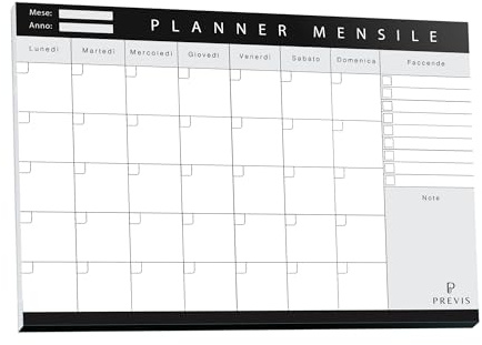 PREVIS Planner Mensile A4 da Tavolo con 50 Fogli Incollati Design Minimalista e Produttivo. Calendario personalizzato Stile Minimal con Vista per Mese, Profetto come Organizer Personale.