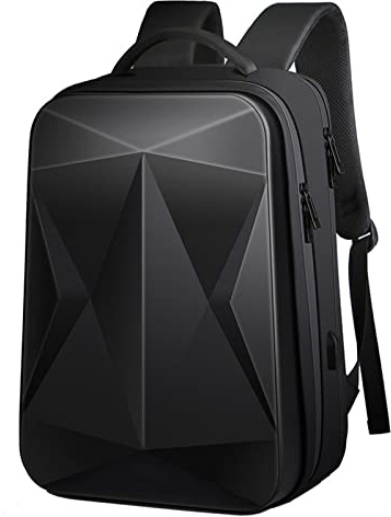 Stöldskyddsreseryggsäck Hårt skal Vattentät ryggsäck Passar 17-tums bärbar dator med USB-laddningsport Business Daypack för män Kvinnor College School, svart
