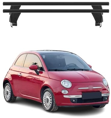 OMAC Dachträger Querträger Alu für FIAT 500 2007-2024 – Abschließbar – T-Nut – City-Crash-getestet – Max. 50 kg Schwarz