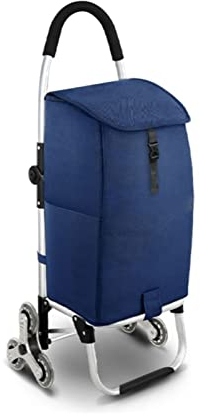 BNNP Einkaufstrolley Klappbar Faltbar Faltbare Einkaufswagen mit großer Kapazität tragbarer Einkaufstreppen Ruhigem Rad Abnehmbarer Einkaufstasche Trolley (Color : Blue, Size : M)