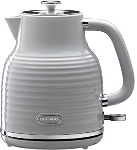 Daewoo Sienna 1.7L Rapid Boil Kettle, 3KW Cordless Electric Kettle, 360° Base, Auto Shut Off, Grey Finish, Home, Office, Student Kitchen