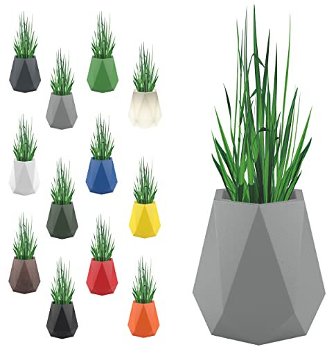 Monumo®️ Deko Groß Pflanztopf XXL mit Innenkasten wetterfest, Blumenständer für Garten & Balkon, moderner Blumenvase, Blumenkübel (Flavi, Grau)