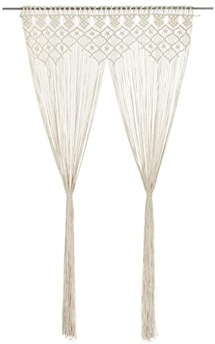 WIFESE Makramee Vorhang 140x240 cm Fadenvorhang Wandbehang Gewebte Tapisserie Boho Deko Gardinen Boho Vorhänge Türvorhänge für Wohnzimmer Vorhang Kinderzimmer Curtain Creme Baumwolle