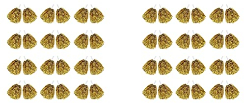 KVSERT 48 Stück Cheerleader-Pompons Metallfolie mit Kunststoffgriff für Erwachsene und Kinder, Cheerleader, Party, Gelb