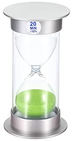PATIKIL 20 Minute Sable Minuteur, Sablonneux Horloge avec Plastique Couverture Compte à Rebours Sable Verre pour Jeux, Cuisine, Fête Favorise Bricolage Décoration, Vert Sables