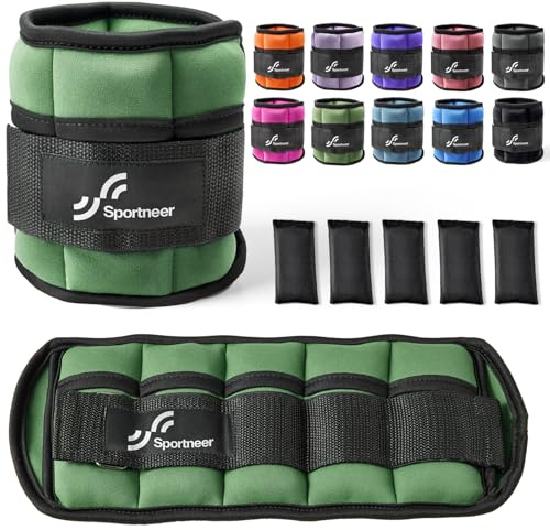 Sportneer ankelvikt, justerbart viktset vid fotled, handledsrem på handleden, 0,45–2,3 kg (per fotled)/0,9–4,5 kg (per par)