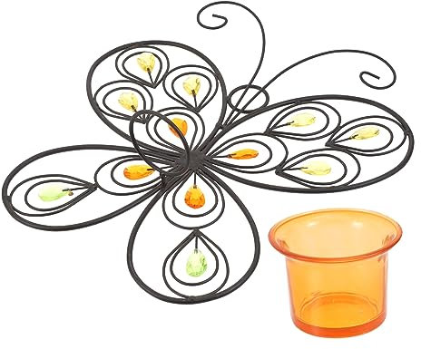 Garneck Vintage Kerzenständer Für Zuhause Kreativer Kerzenhalter Aus Eisen Und Glas Wanddekoration Als Kerzenhalter Und Dekorationsobjekt