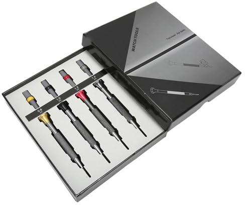 AMONIDA Kit di Cacciaviti per Orologiaio Kit di Cacciaviti per Orologiaio Professionale per Impieghi Gravosi Set di Strumenti per la Riparazione di Orologi 4 Pezzi Slot per Gioielli per