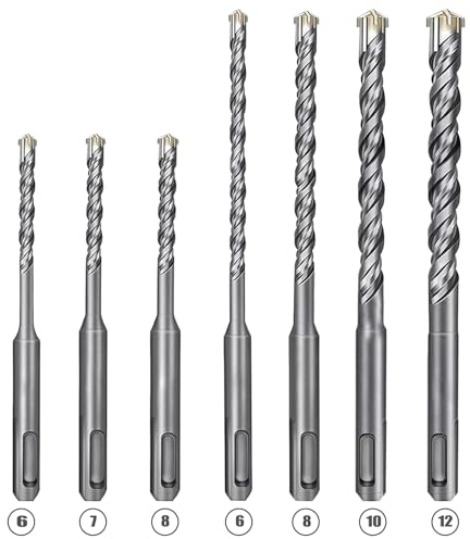 7 Pieza Brocas Hormigon, Brocas Pared, Brocas Sds Plus Bosch, Juego De Brocas Sds-Plus, Para Taladrar En Hormigón, Piedra Natural, Mampostería (5, 6, 7,8, 10, 12 Mm)