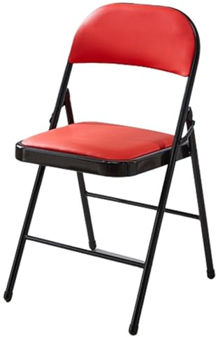 beaka Sgabello Con Schienale Pieghevole, Sedia Pieghevole Imbottita Paris In Ecopelle Per Casa, Ufficio, Sala Da Pranzo,Non Occupa Spazio/Economico, Portata 300Lbs (Color : Red PU, Size : 2pcs)