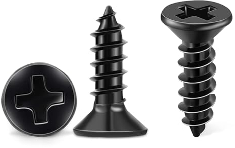 TPOHH Edelstahl V2A Holzschrauben Vollgewinde Senkkopf Universalschraube Ø 4 x 16 mm PH-Antrieb Schwarz Beschichtet Kreuzschlitzschrauben Blechschrauben Spanplattenschrauben 200 Stück