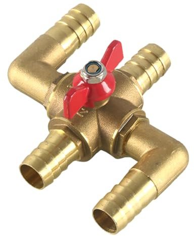 4-Way Heater Control Valve, 3/4 inch (19mm) Solid Brass Manual Integrated Automobile Heating Water Valve for Water/Oil/Gas