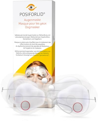 POSIFORLID® Augenmaske - Selbsterwärmende Augenmaske bei Lidrandentzündung | bei Meibomdrüsen-Dysfunktion, Gerstenkorn & Hagelkorn, Wärmemaske für trockene, müde, brennende oder tränende Augen, 2 Stück