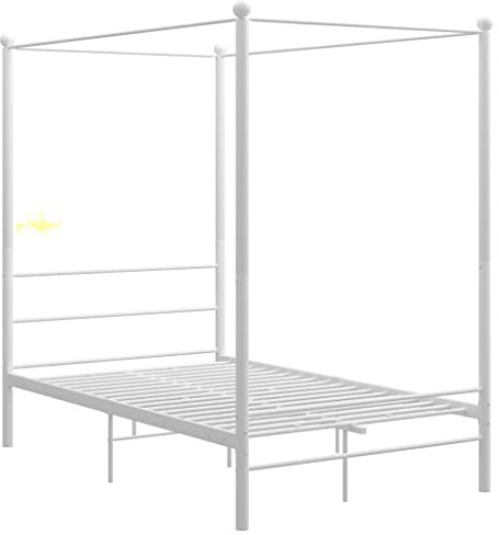 QZZCED Schlafzimmer-Betten Hotelbetten Tagesbett Luxus-Betten Himmelbett Weiß Metall 120x200 cm für Schlafzimmer, Hotels, Wohnungen