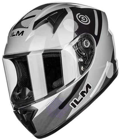 ILM Casque Moto Intégral Enfant Full Face pour Garçon et Fille ECE Model MF521,Poussière Grise,L