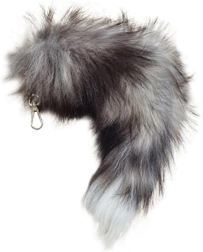 Fox Tail Keychain, Fuchsschwanz 15,75-Zoll Tier Zotteliger Kunstfell Schwanz Realistische Fuchs Schlüsselbund Dekorative Therian für Handtaschen-Rucksack Cosplay, Style4