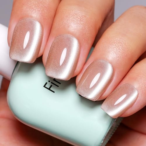 Firedeep Cat Eye UV Gel Nagellack 16ml Milk Tea Apricot Holographic Shimmer UV/LED Gel Lack mit Magnetic Stick