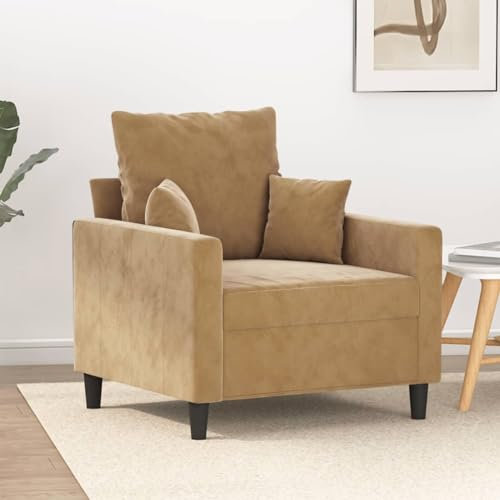 Willood Sessel Braun 60 cm Samt,Sofa geeignet für Wohnzimmer, Sofa Set, mit Armlehnen und Kissen