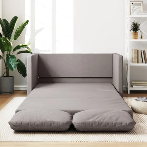 IKAYAA Sofá Cama 2 Plazas Sofá Cama Pequeño Sofá Cama Suelo 2 en 1 Futon Sofá Cama para Salón Lofts Sofá Cama Plegable 112x174x55 cm Gris Taupe