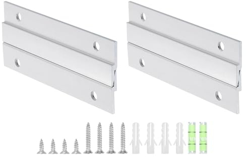sourcing map 2 Paar französische Klammer-Bilderaufhänger, 10,2 cm, robustes Aluminium, Z-Stangen-Clip, ineinandergreifende Wandhalterung, Aufhänger-Set zum Aufhängen von Spiegel-Ornamenten