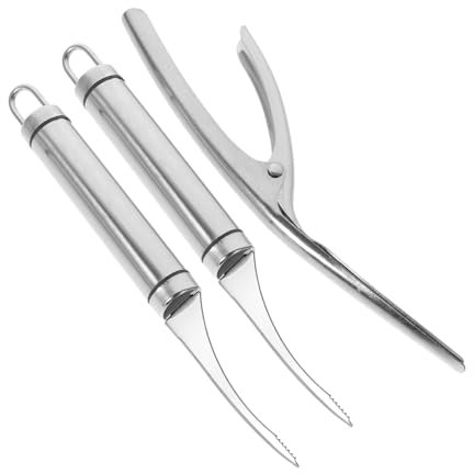 Garneck Set di 3 Pezzi per La Rimozione della Linea di Sbucciatura dei Gamberi in Acciaio Inossidabile Senza Manico Portatile