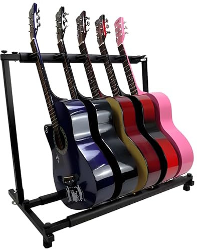 Gitarrenständer mit 5 Haltern, faltbarer Gitarrenständer für mehrere Gitarren mit Fußpolstern, universeller Gitarrenständer mit Antikollisionsschwamm, tragbarer Gitarrenhalter, Gitarren-Organizer