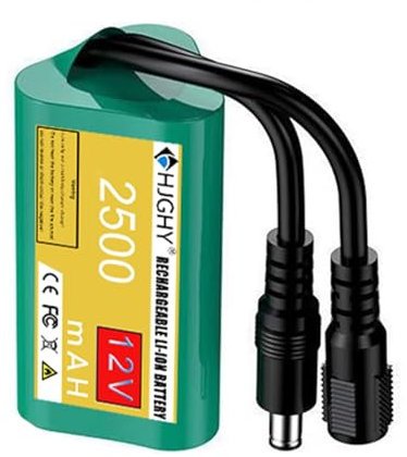 HJGHY 12V DC Portable Lithium Battery 12V 2500mAh Lithium Li-ion Battery Pack 12 Volt Rechargeable Lithium Battery Pack for CCTV Cam Monitor Monitoring Xenon Spare,12V 2500mAh,two