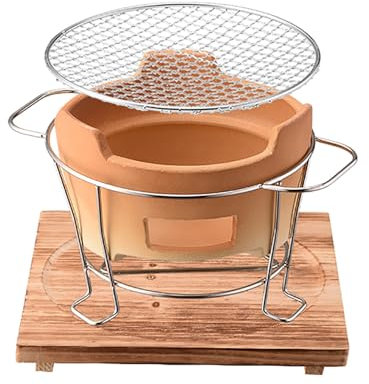 Ton Holzkohleofen Kleiner Holzkohlegrill Campingkocher Multifunktionaler BBQ-Grill Tragbarer Lehmofen Japanischer Outdoor-Holzkohlegrill für Outdoor-Grill Picknick Wandern Terrasse(Large)