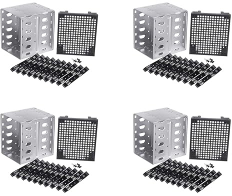 Kznifmk 4Conjunto 5,25 Pulgadas Una 5 x 3,5 Pulgadas HDD Cage Rack Caja de Disco Duro Disco Duro Bandeja de Disco Adaptador