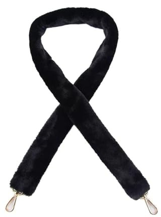 Risdany Lange Ersatz-Plüsch-Taschengurte, Umhängetaschengurte, Winter-Damen-Einzelschulter-Handtaschen-Zubehör,Schwarz,120cm