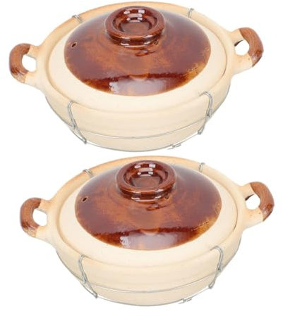 Happyyami 2pcs Clay Casserole Dish Lid for Cooking Rice Soup Stew Japanese Hot Pot Style Oven Safe
