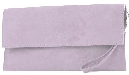 modamoda de T151 Damen Wildleder Rauleder Clutch Umhängetasche Abendtasche handmade in Italy (Pastellviolett)