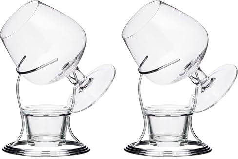 Bar Craft Scalda Cognac Set Regalo con Bicchiere e Supporto, Metallo (Confezione da 2)