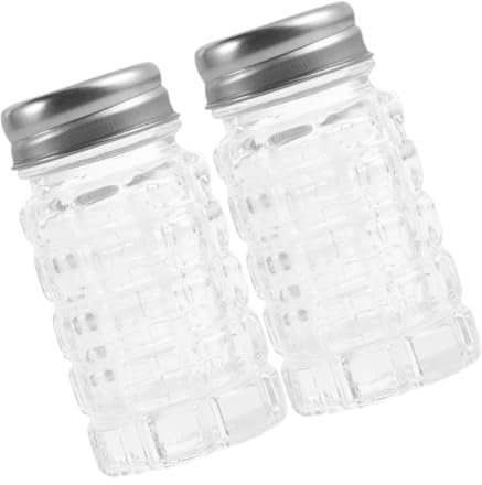 Warmhm 2 Pezzi Bottiglie di condimento sale saliera moderno vaso da farmacia flacone dosatore bottiglia di condimento bottiglie di conservazione del Acciaio inossidabile Trasparente