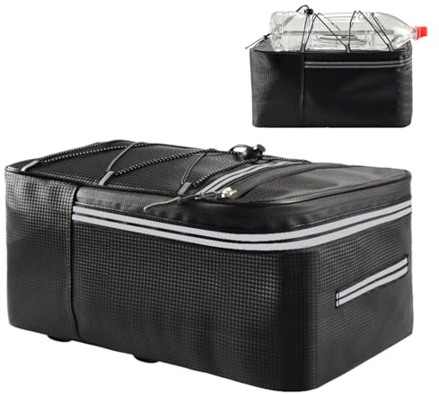 Rear Cycle Rack Bag, Rear Rack Bag Panniers with Reflector, Waterproof Reflective E-Bike Mountain Cycling Trunk for Commuting Travel Road Camping, Dirt Cruiser