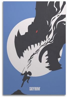 CDSOVNNG Poster minimalista con Skyrim, stampa artistica da parete su tela, poster decorativo moderno per camera da letto, 20 x 30 cm
