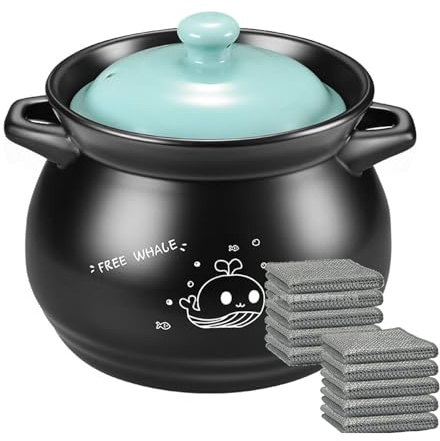 Casseruola in Pietra Ceramica Resistente alle Alte Temperature per fornelli a Gas, casseruola in Argilla per Uso Domestico, pentola Durevole per zuppe e stufati, 6,5 l