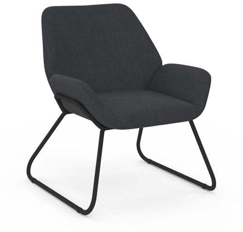 IDMarket - SIXTINE Sessel mit anthrazitgrauem Stoffbezug und schwarzen Metallbeinen