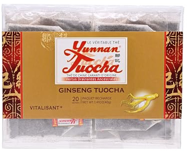 Yunnan Tuocha Zouji - Thé Tuocha au Ginseng – Vitalisant - 20 Sachets - 40g - Origine Yunnan Garantie