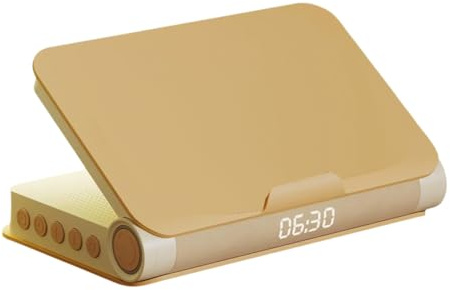 Fangxuee Alarm Clocks with Wireless with Snooze Wireless Charger Bluetooth Speaker 3 Level Dimmable Night Light for Bedroom