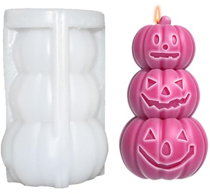 Tktouci Molde De Calabaza De Silicona Para Velas | Molde Para Resina Decorativa Halloween - Suministros Para Manualidades Jabón Repostería Chocolate Escayola