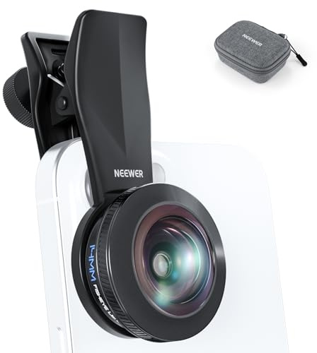 NEEWER 170° 14mm VR Fish Eye Objetivos con 17mm Clip Lens Rosca, Panorámica Vista Ojo Pez para Live Streaming Paisajes Exterior Arquitectura, Compatible con iPhone 16 Pro MAX Android S25 Ultra, LS-77