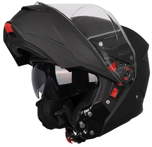 SMK Gullwing Negro Mate, Casco de Moto Modular Abatible PJ para Hombre y Mujer, con Visera Interior Ahumada, Interior Desmontable, 22.06 (XL)