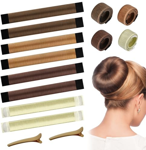 BITEFU Dutt Maker, Einfach zu bedienen Elegantes Design 10 Stk | French Twist Duttkissen für Damen Kinder Mondäner Haarknoten Styling Braid Halter Werkzeug Braun Hellbraun Dunkelbraun Blond