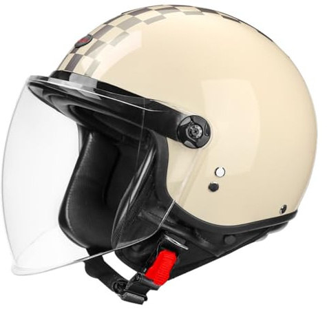 Caschi Jet E Demi-Jet Vintage Casco Motociclista Uomo Donna Omologato ECEDOT 3/4 Casco Moto Scodella Caschi Cromwell Con Visiera Parasole Mezzo Casco Per Cruiser Scooter 3,M:57-58CM