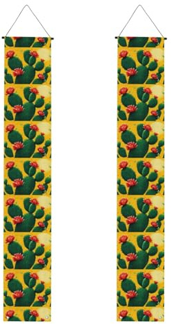 Banderas reutilizables para porche de graduación con estampado de cactus con flores rojas, decoración de bienvenida al aire libre