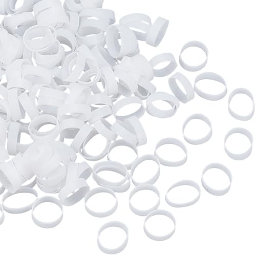 SOFPLATE 200 Stück 0.5cm Lange Gummibänder Weiß Breit Silikon-Gummibänder Klein Robuste rutschfeste Elastische Spiralringe Geldbörsenbänder Starke Gummibänder Zum Umwickeln von Kabeln Handy Ladege