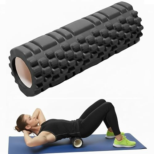 Senken Rodillo de espuma para la columna vertebral (30 x 10 cm), con masaje de textura 3D, rodillo de espuma dura para automasaje, alivia la tensión muscular, rollo de fascia para yoga, deporte